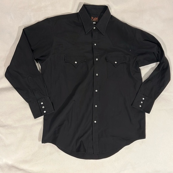Men's Black Long-Sleeve size large from plains western wear - Picture 1 of 6